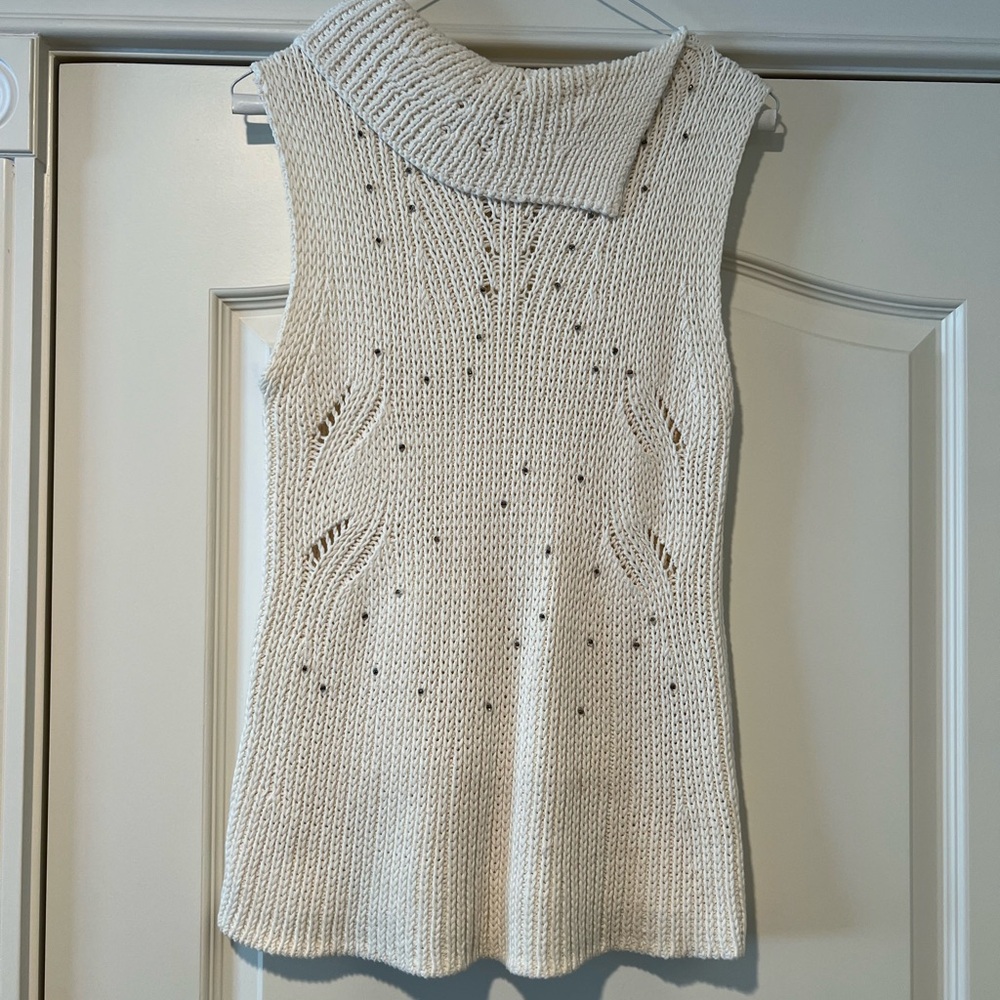 Democracy Cream Cowl Neck Sweater with Textured Knit